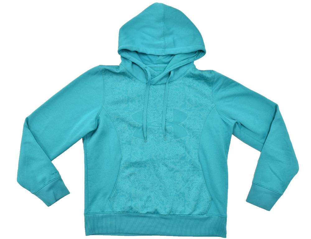 Under Armour ColdGear Women Large Teal Blue Fleece Semi Fitted Pullover Hoodie